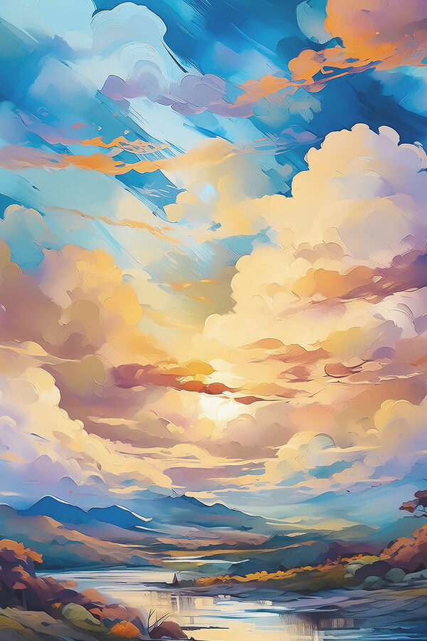 A colorful sky with clouds A colorful sky with clouds