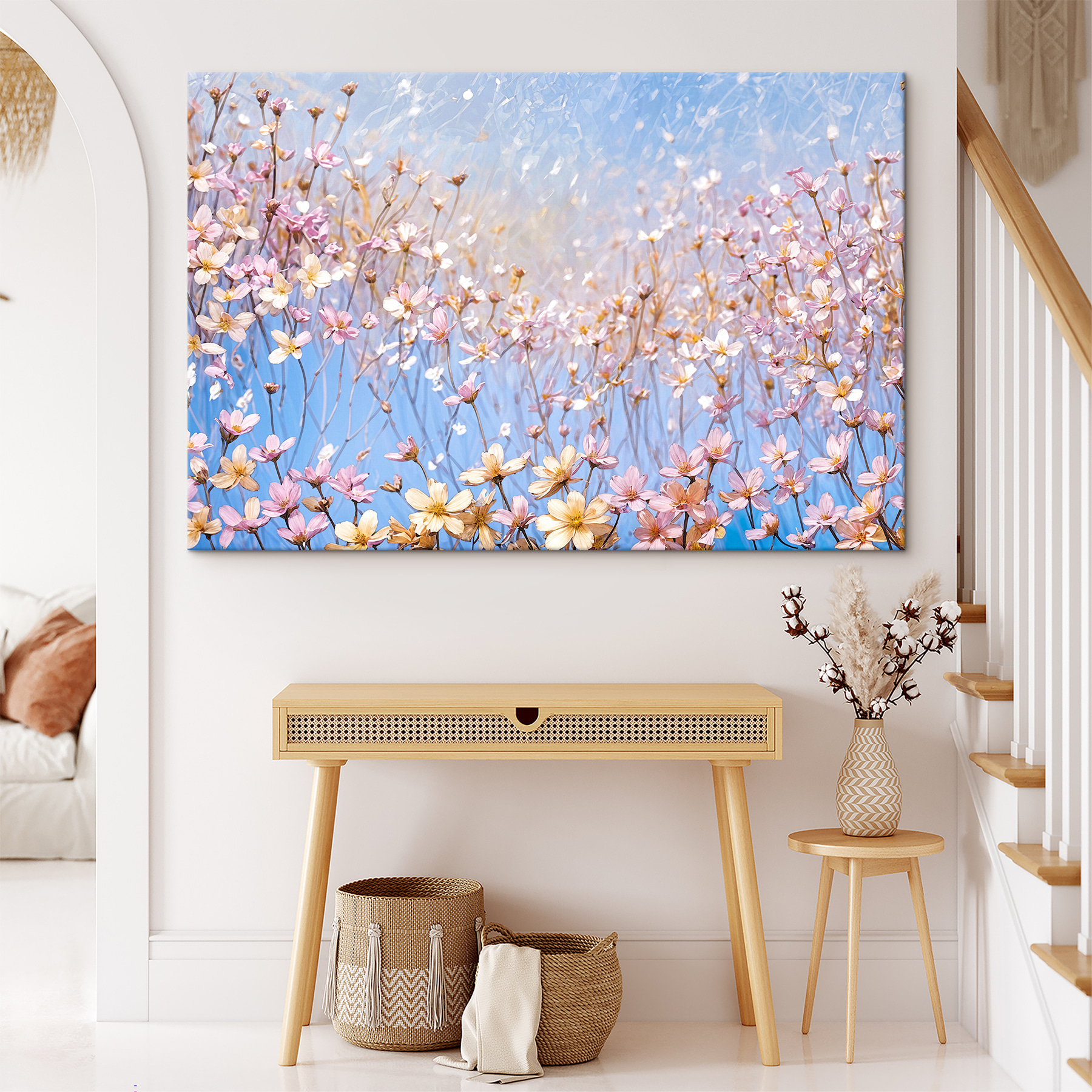 A group of flowers on a clear surface A group of flowers on a clear surface