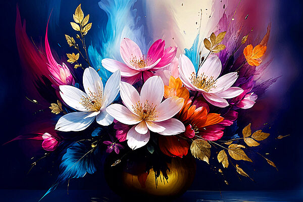 A colorful flowers in a vase
