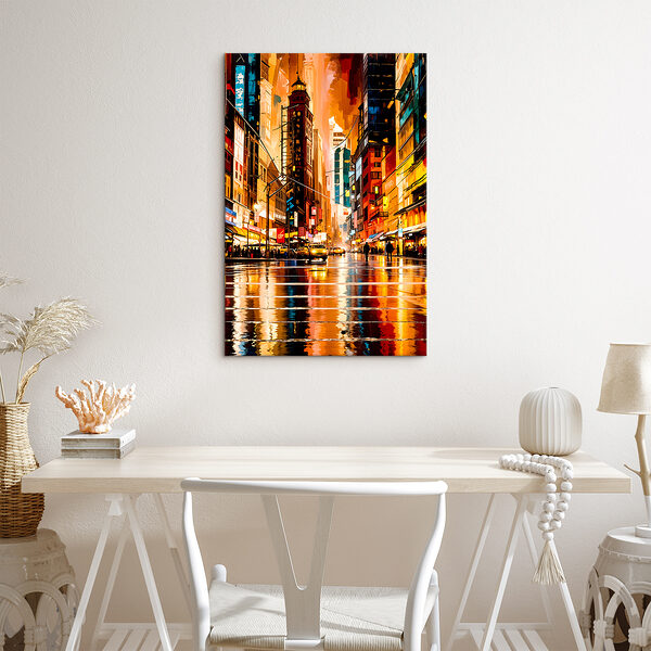 A city street with people walking on it