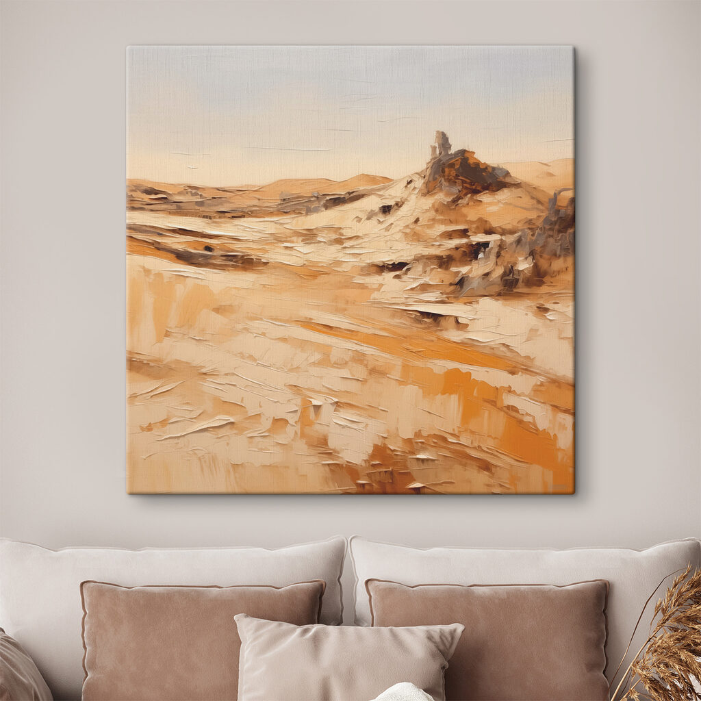 A desert landscape with sand and rocks A desert landscape with sand and rocks