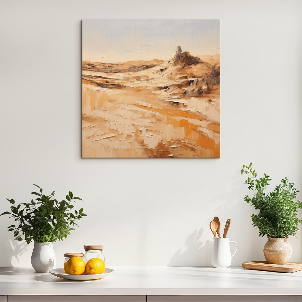 A desert landscape with sand and rocks A desert landscape with sand and rocks