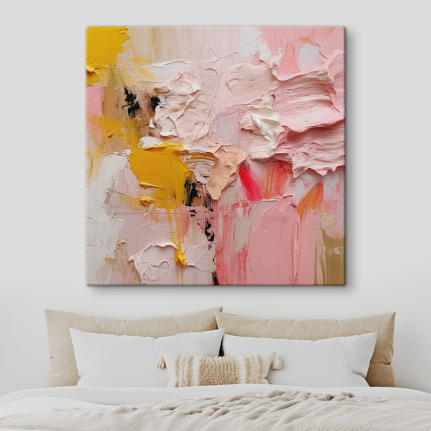 A close up of a painting