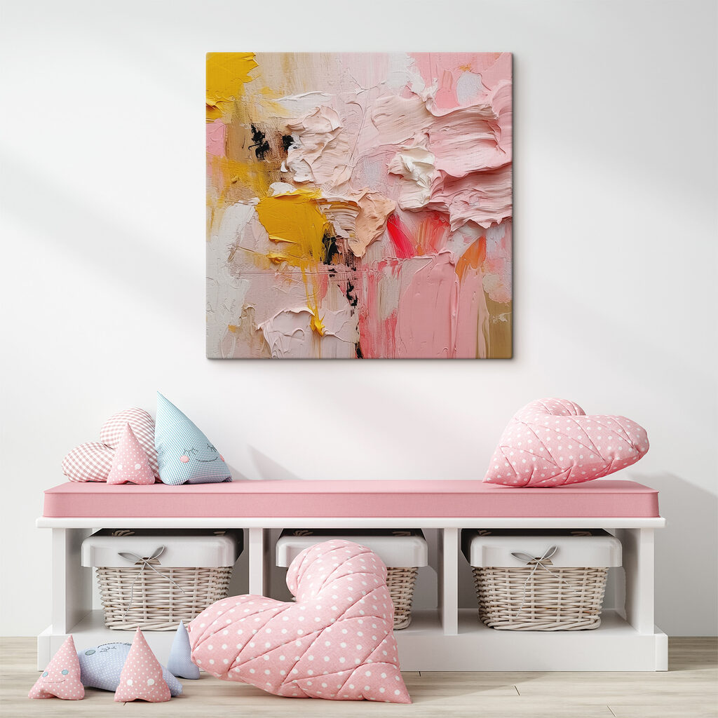 A close up of a painting
