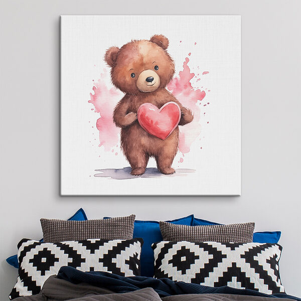 Cuadros Una acuarela de un osito de peluche que sostiene un corazón (SKU: s38923) Cuadros Cuadros Una acuarela de un osito de peluche que sostiene un corazón (SKU: s38923)