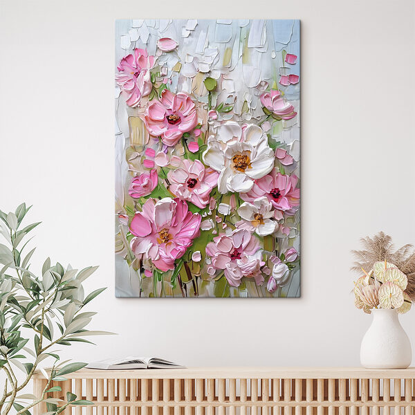 Cuadros Un cuadro de flores sobre un fondo blanco