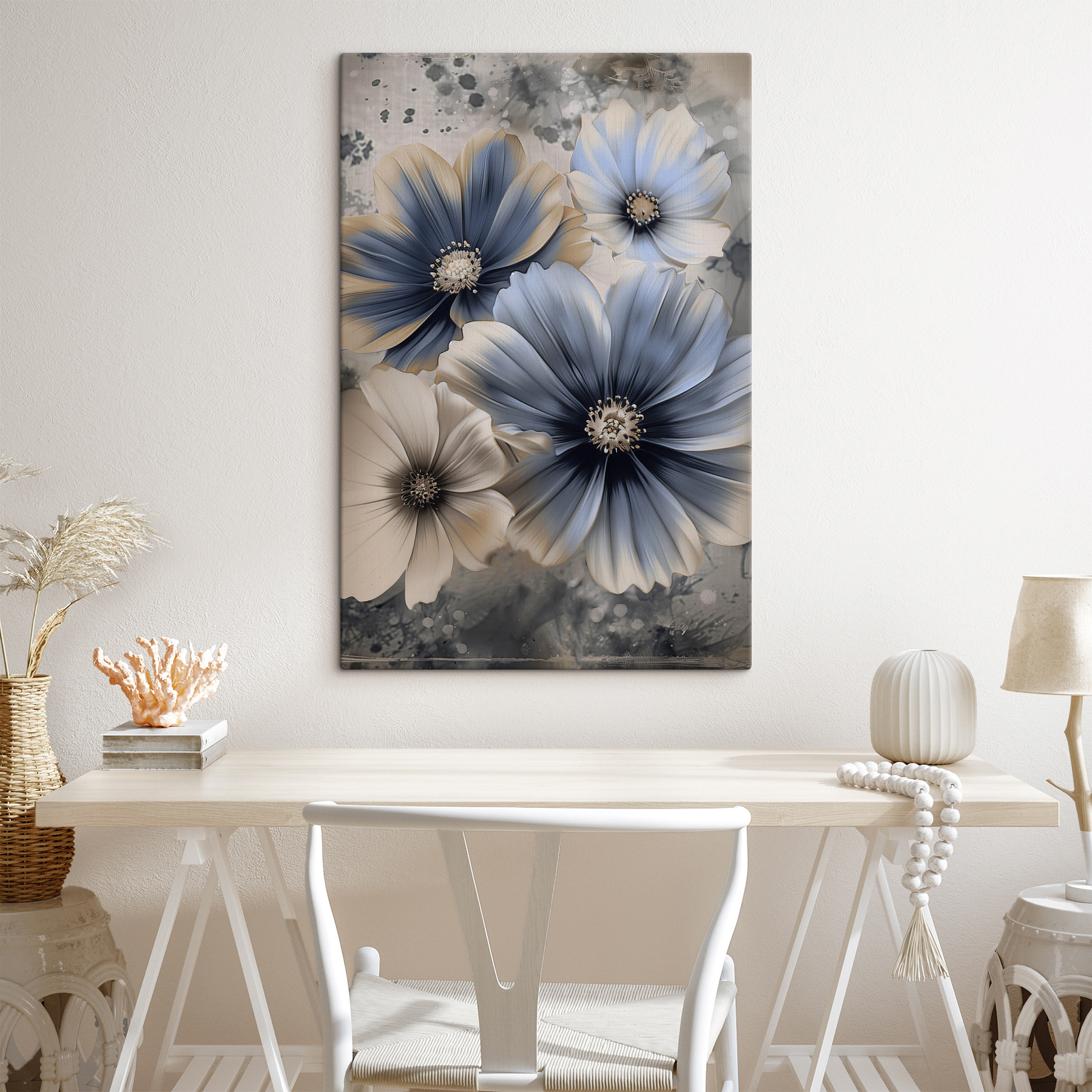 A group of flowers with white and blue petals A group of flowers with white and blue petals