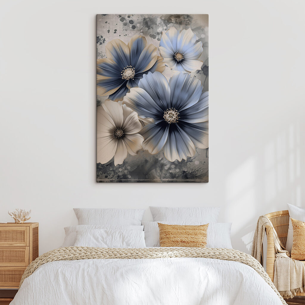 A group of flowers with white and blue petals A group of flowers with white and blue petals
