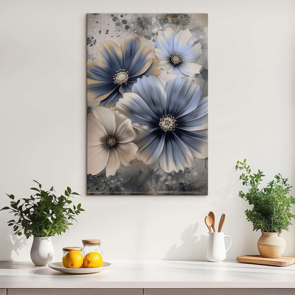 A group of flowers with white and blue petals A group of flowers with white and blue petals