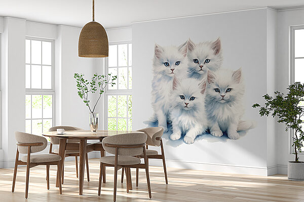 Un grupo de gatitos blancos Un grupo de gatitos blancos