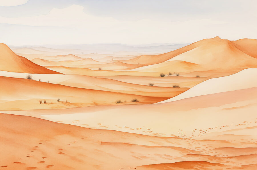 Un paisaje desértico con dunas de arena