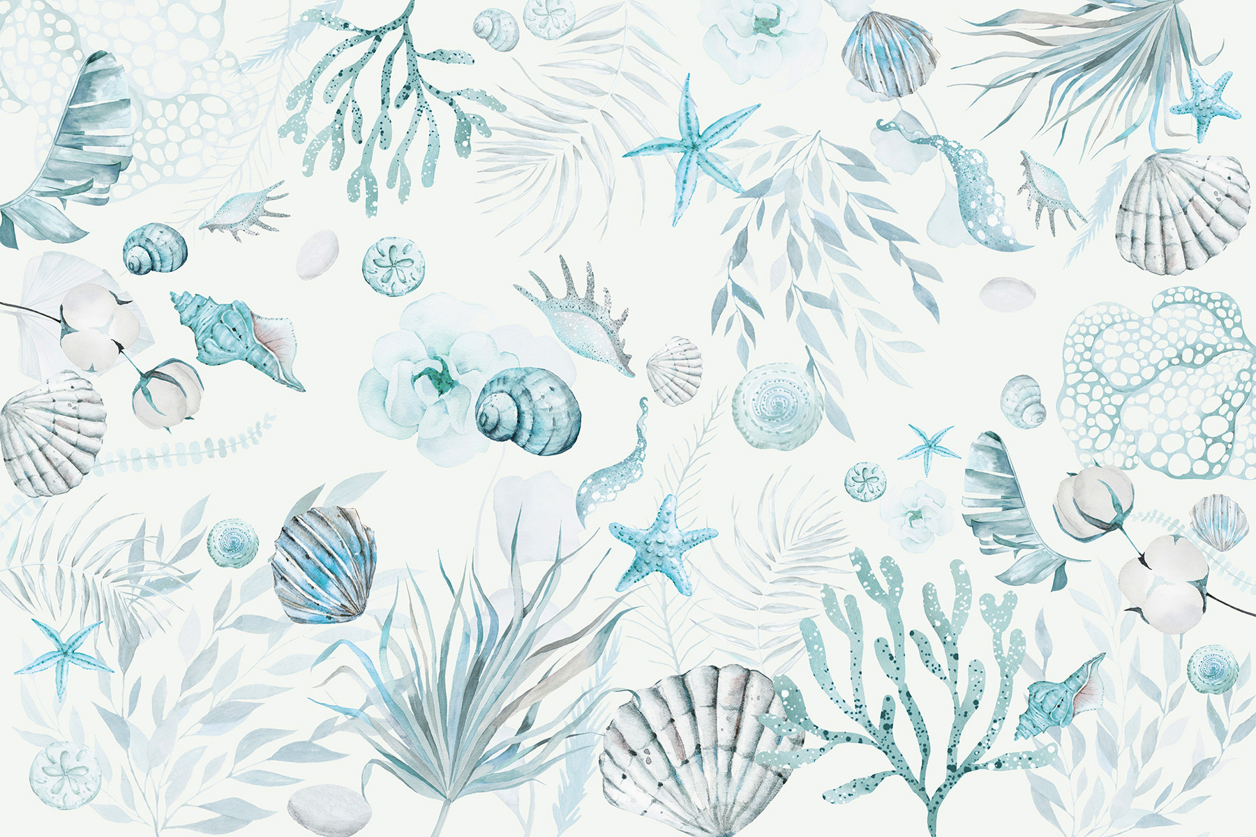 A watercolor sea life pattern A watercolor sea life pattern