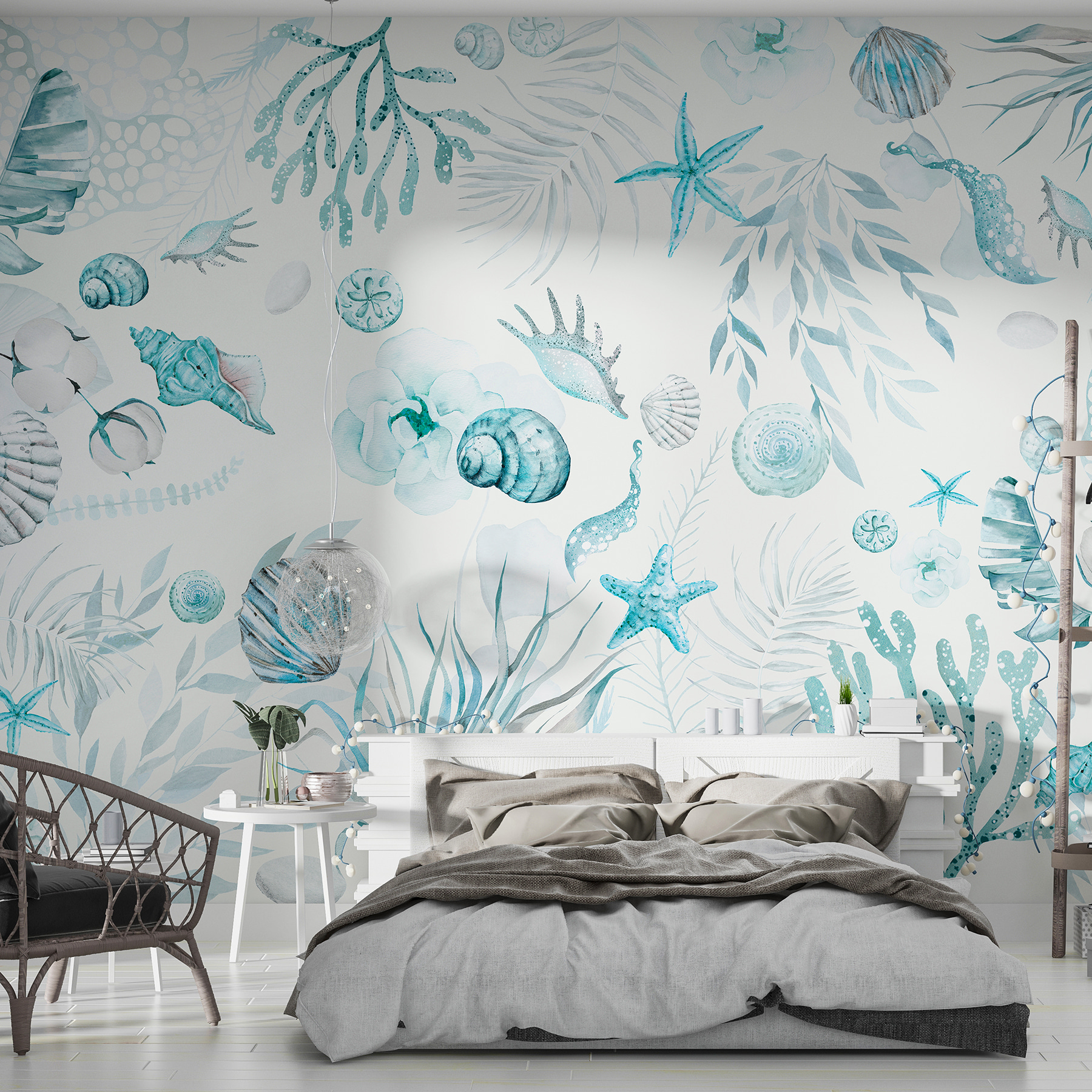 A watercolor sea life pattern A watercolor sea life pattern