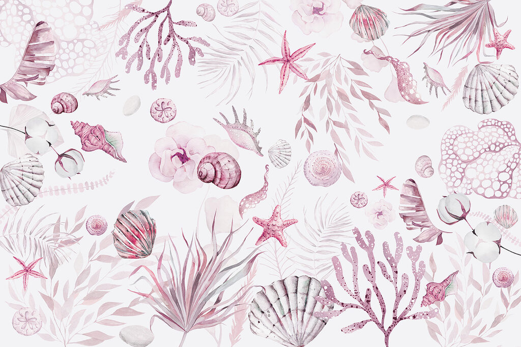 A watercolor sea life pattern