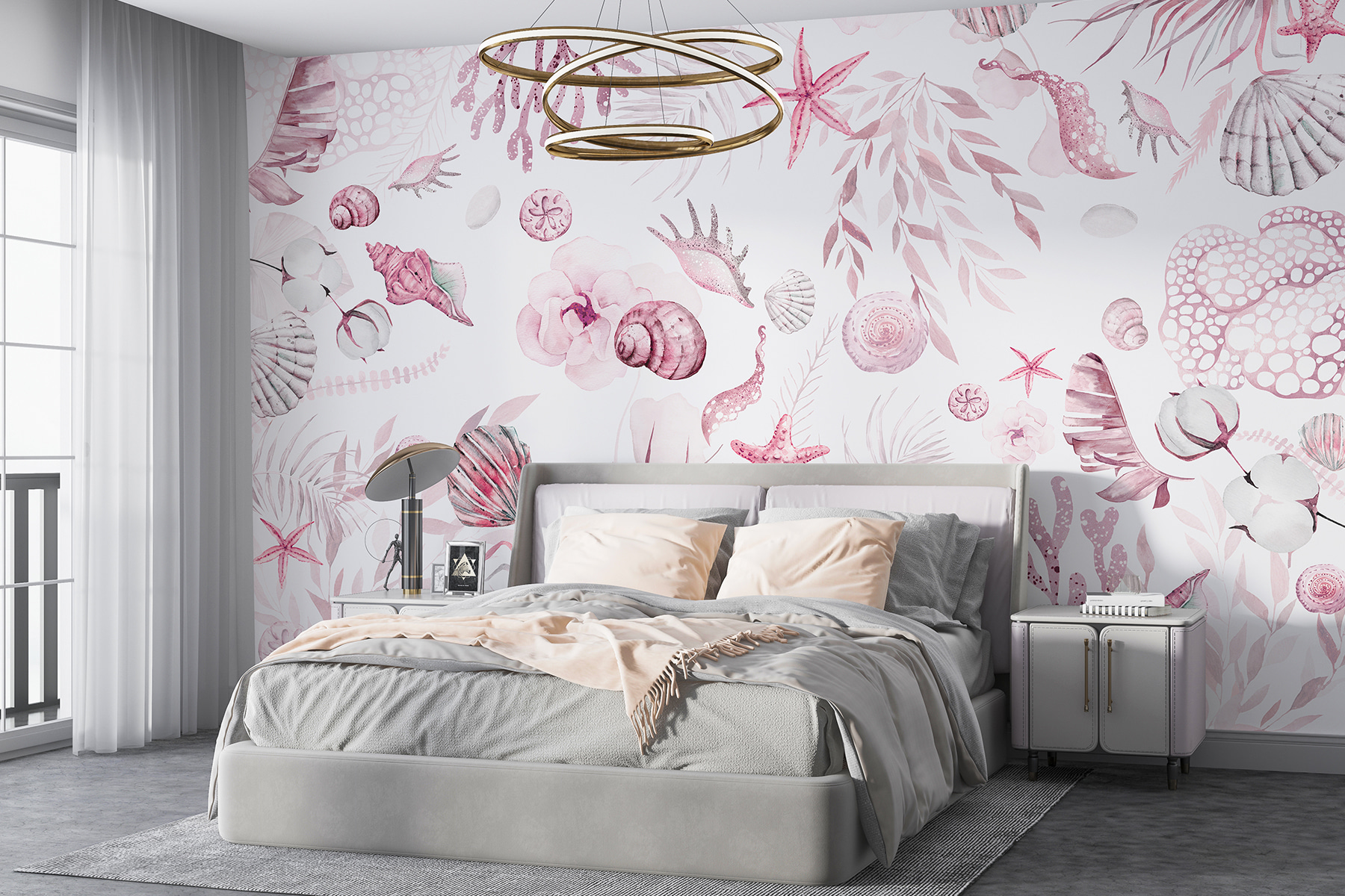 A watercolor sea life pattern
