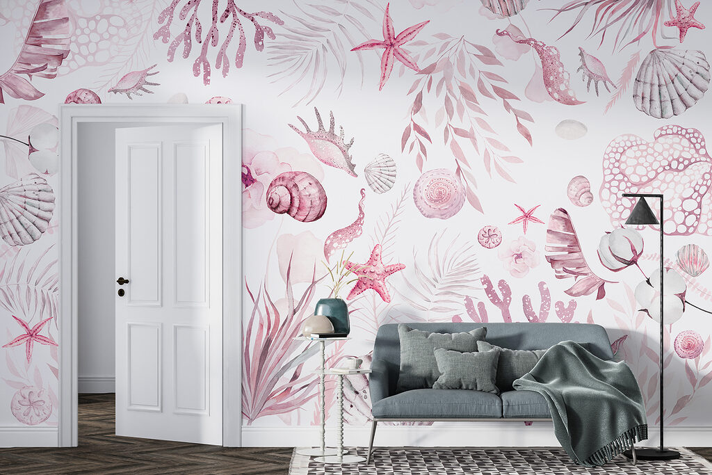 A watercolor sea life pattern