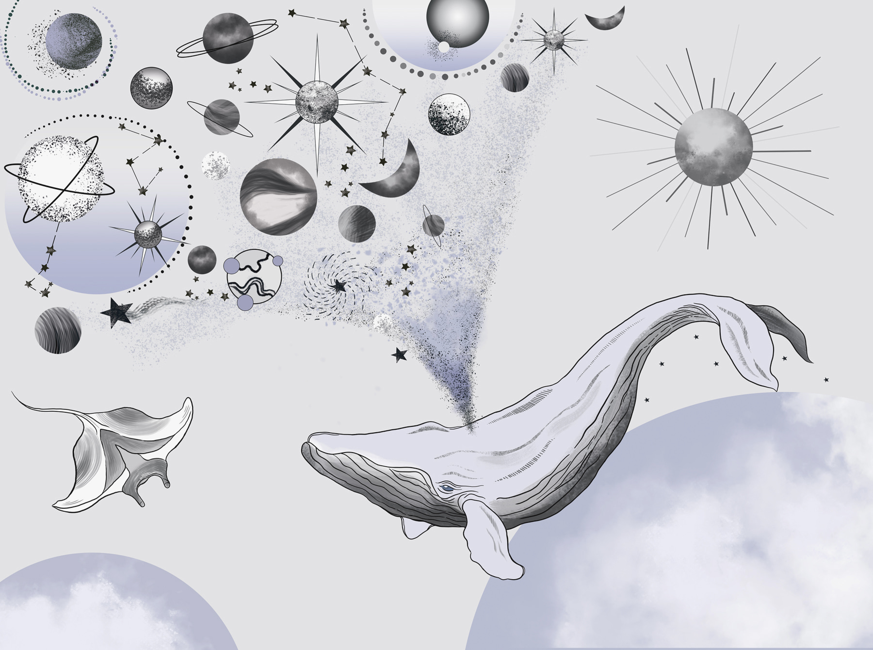 A whale and planets