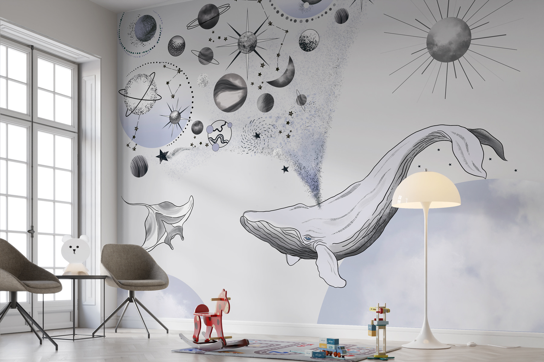 A whale and planets