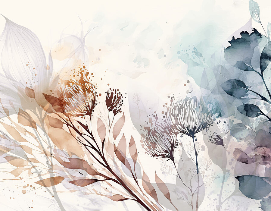 Fotomurales Una acuarela de flores y hojas - Imagen 6