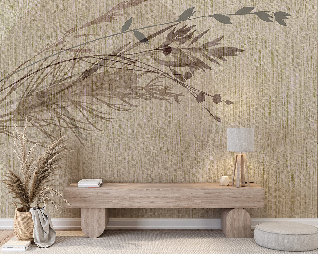 Delicate leaf patterns on textured background