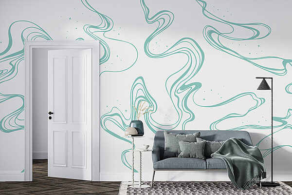 A white background with green lines