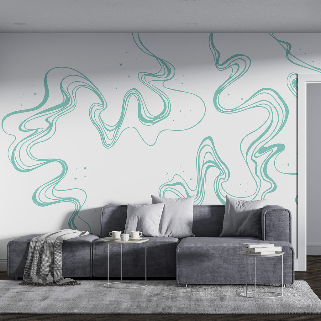 A white background with green lines
