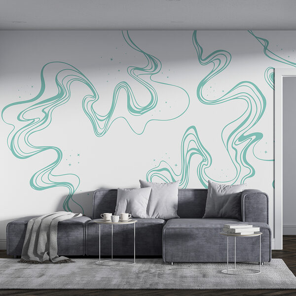 A white background with green lines