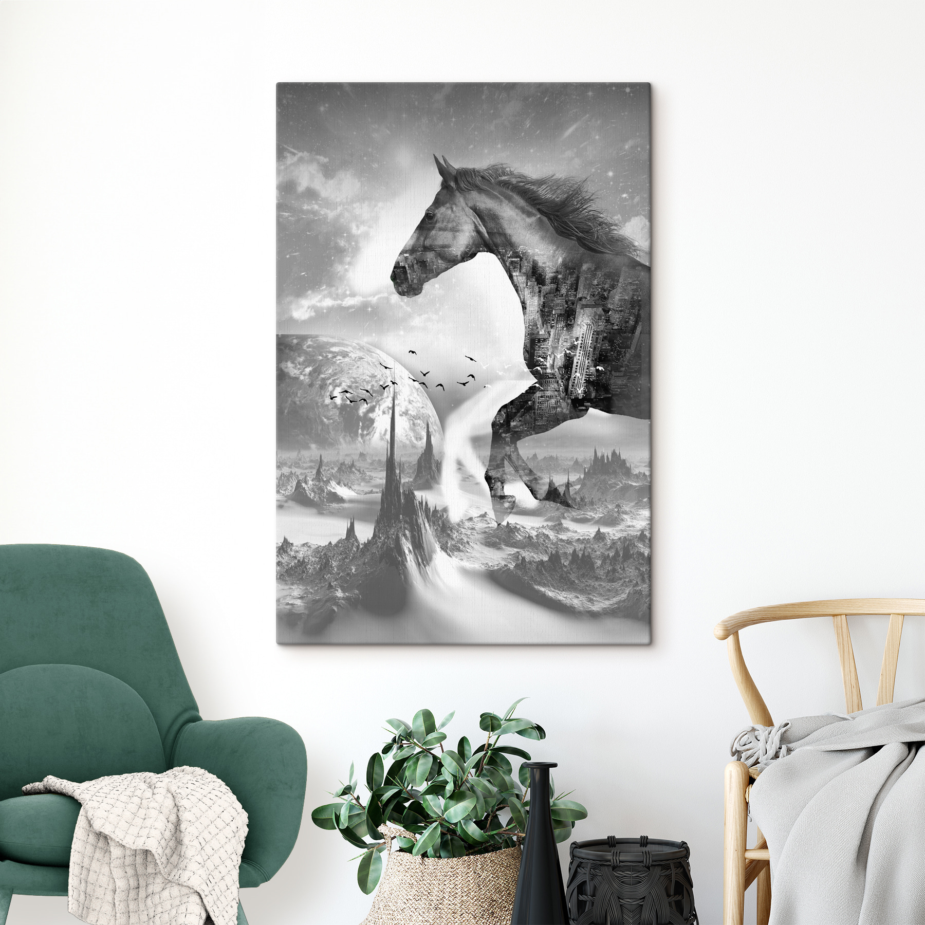 A horse running in a city A horse running in a city