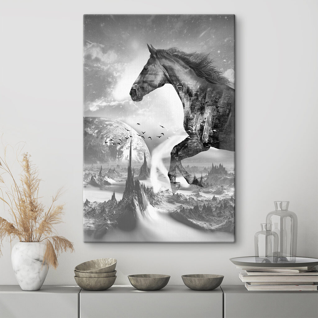 A horse running in a city A horse running in a city