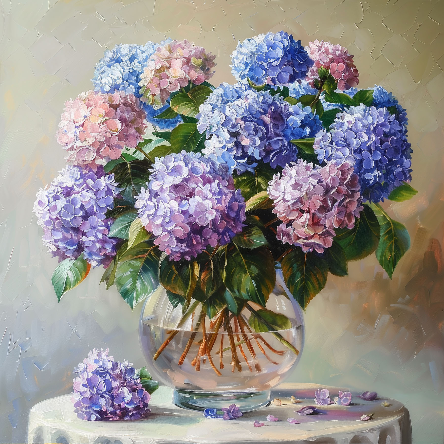 A painting of flowers in a vase A painting of flowers in a vase