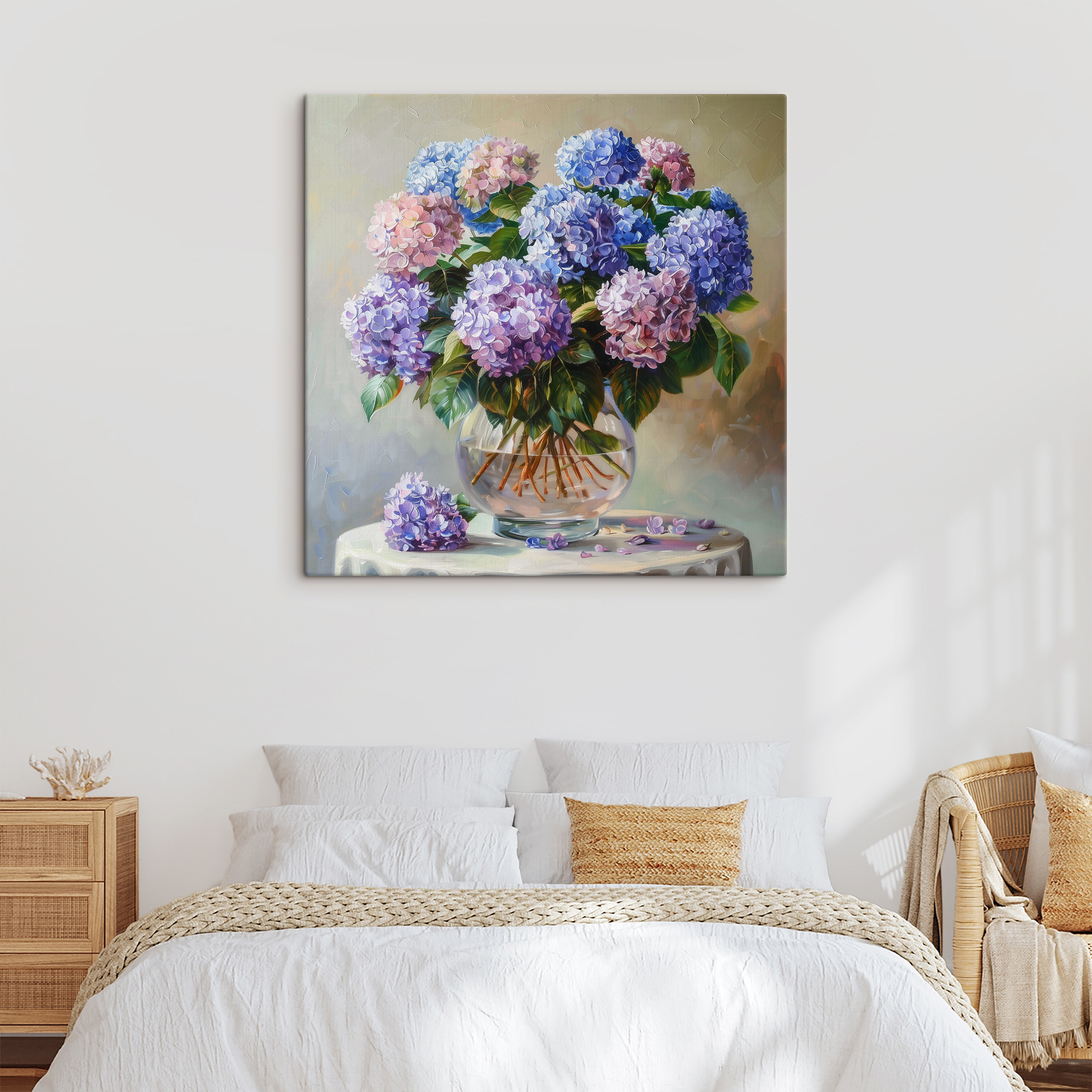 A painting of flowers in a vase A painting of flowers in a vase