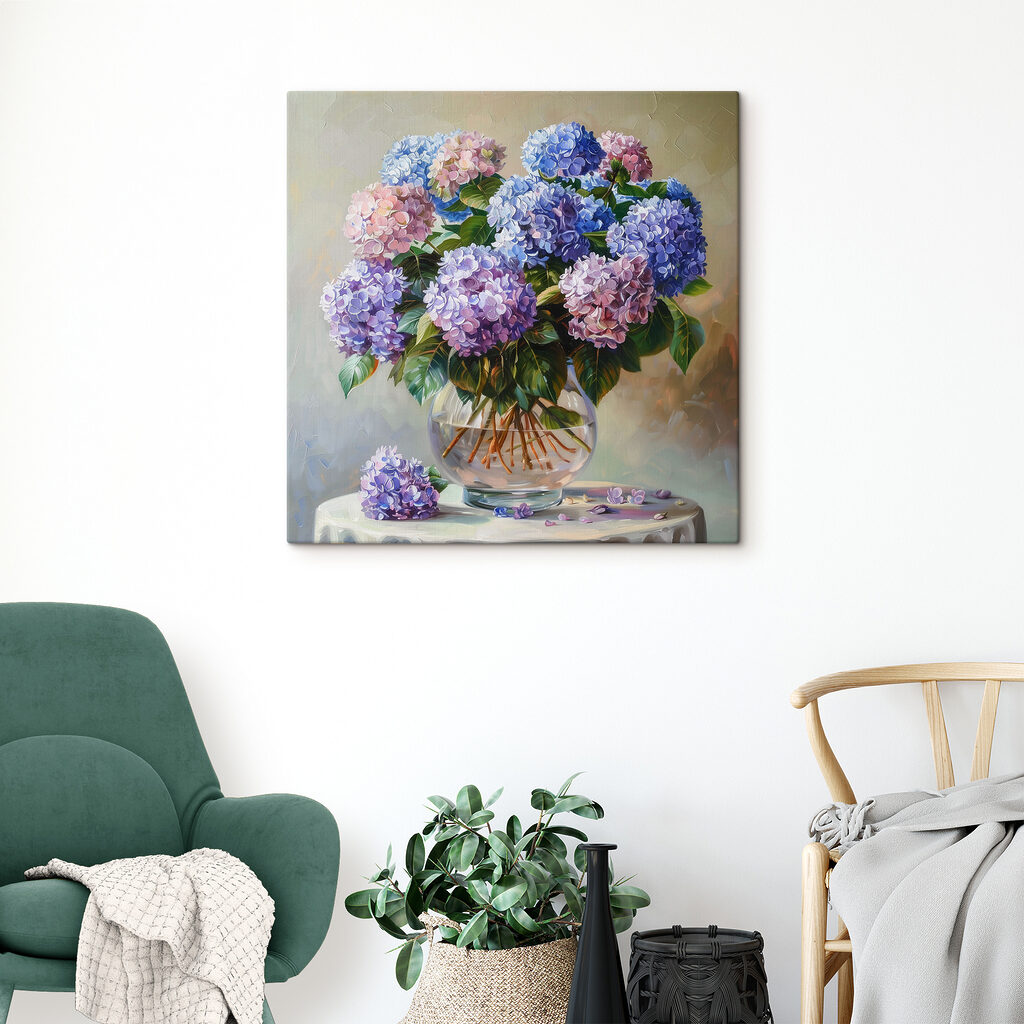 A painting of flowers in a vase A painting of flowers in a vase