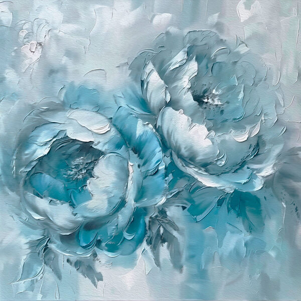A painting of flowers on a white surface A painting of flowers on a white surface