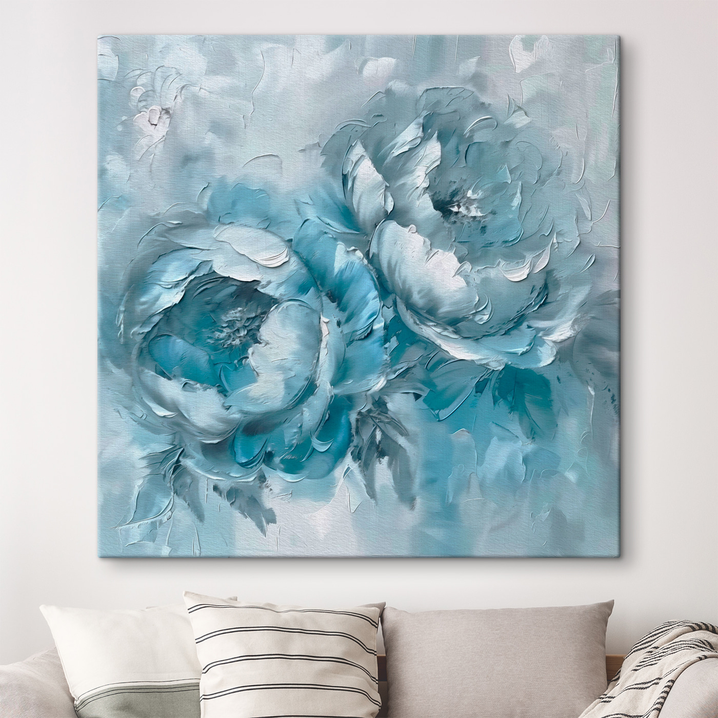 A painting of flowers on a white surface A painting of flowers on a white surface