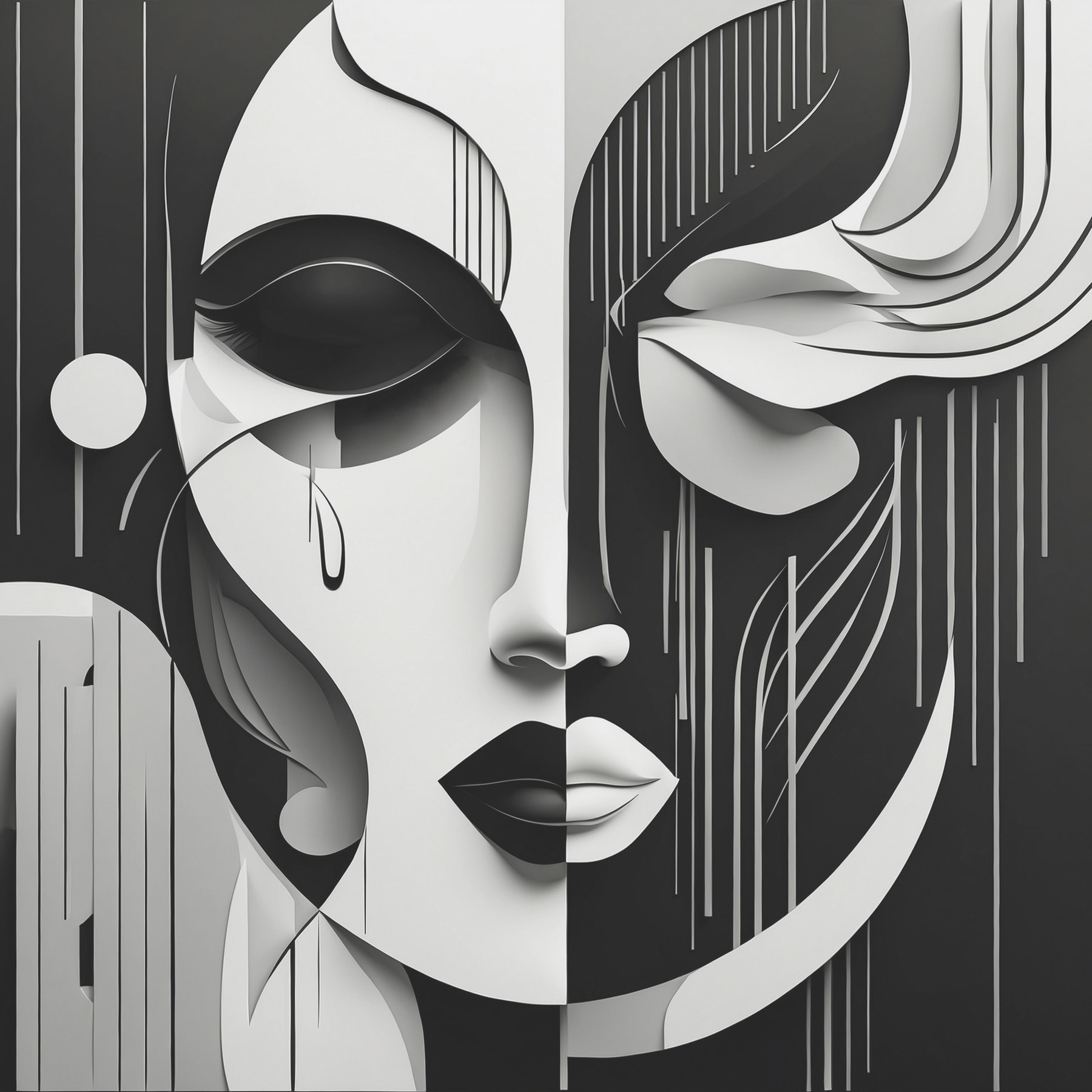 A black and white image of a woman's face A black and white image of a woman's face