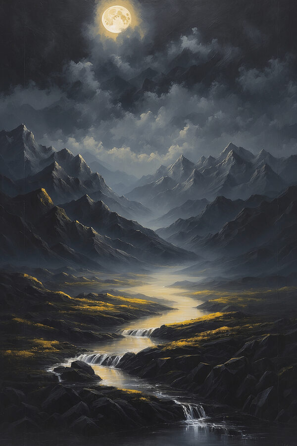 A river running through a valley of mountains