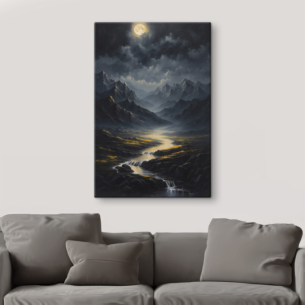 A river running through a valley of mountains