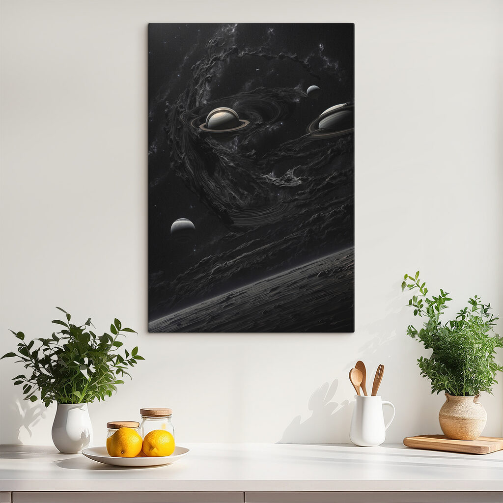 Planets in space with planets and stars
