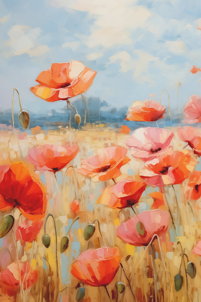 A painting of red flowers A painting of red flowers