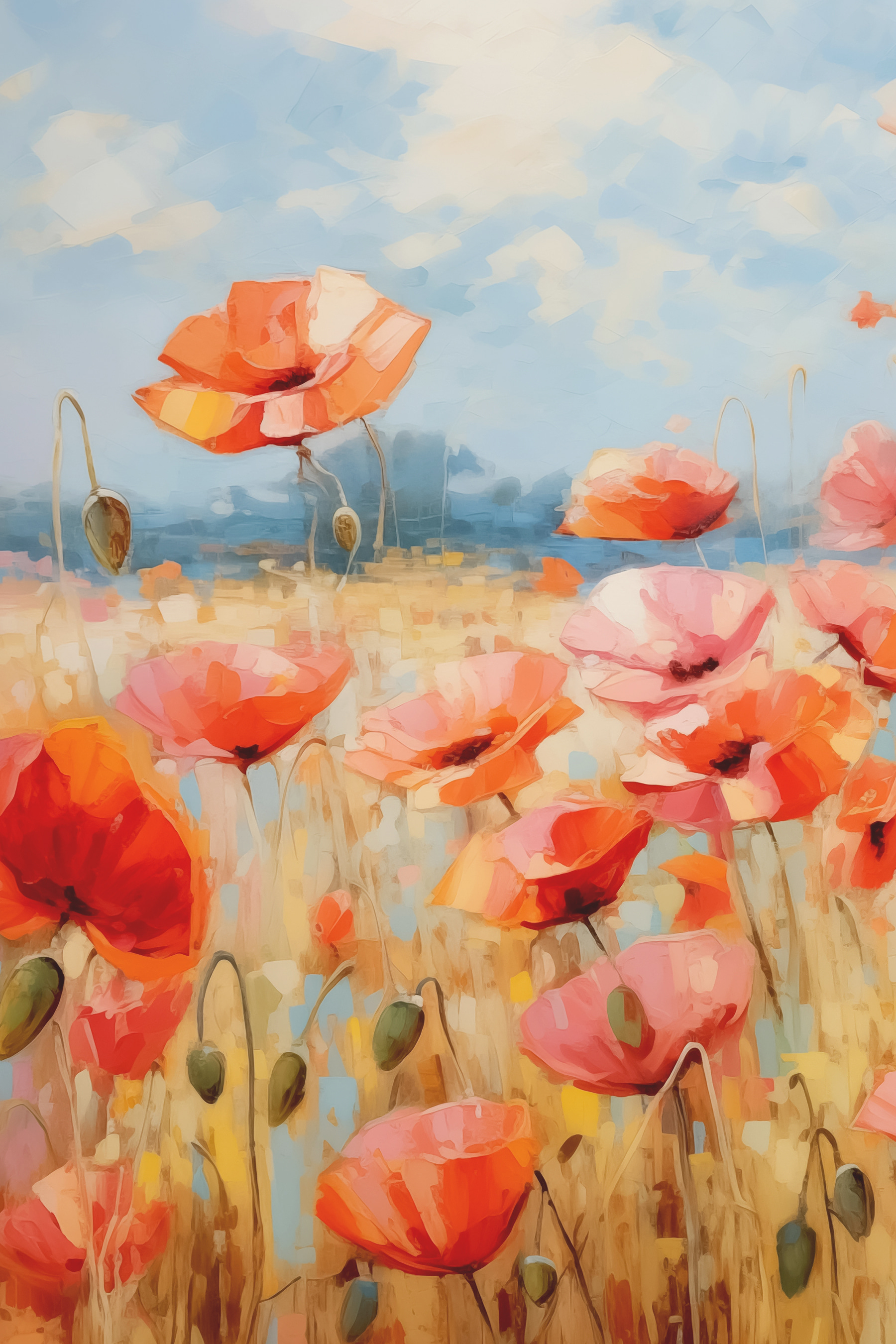 A painting of red flowers A painting of red flowers