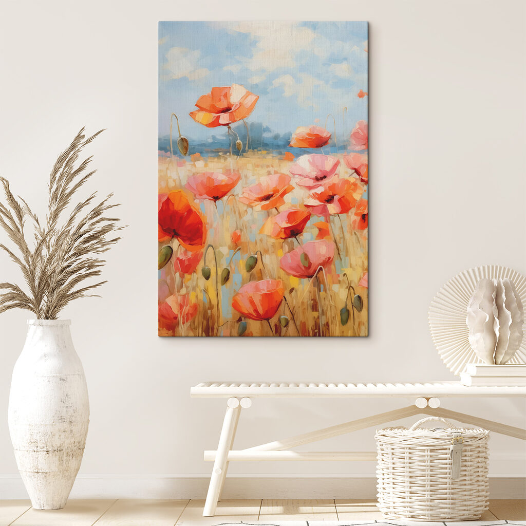 A painting of red flowers A painting of red flowers