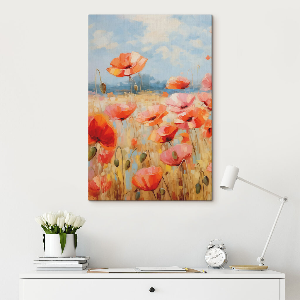 A painting of red flowers A painting of red flowers