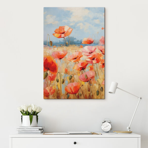 A painting of red flowers A painting of red flowers