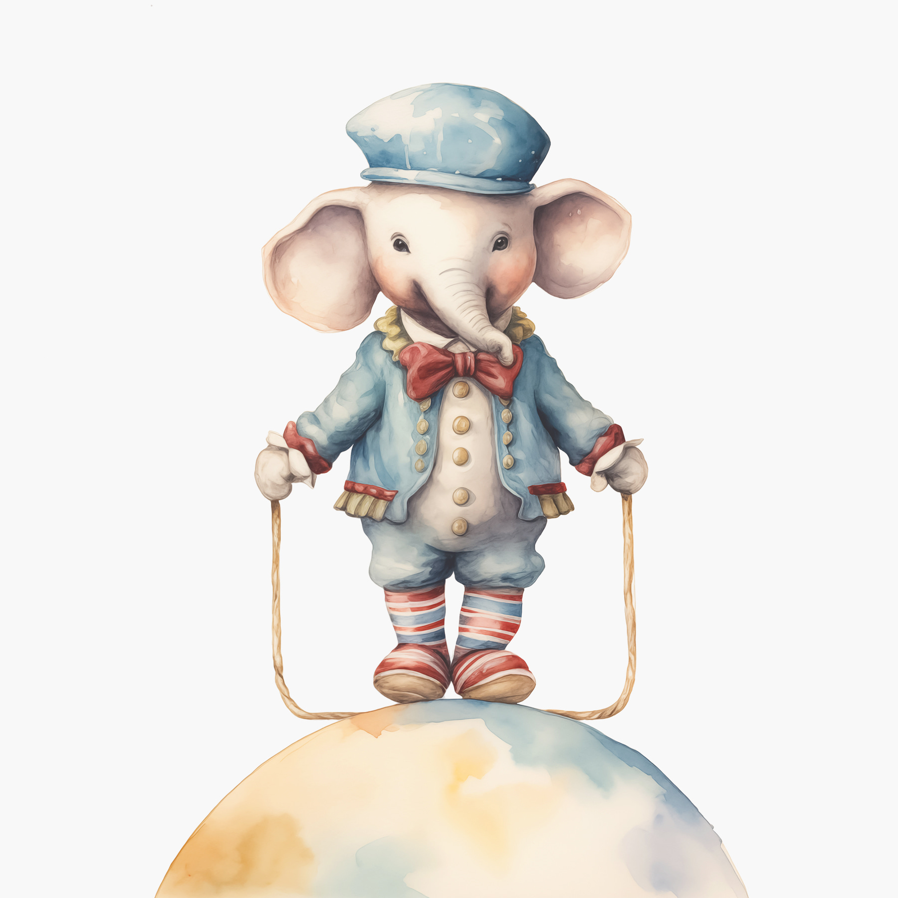 An elephant standing on a rope