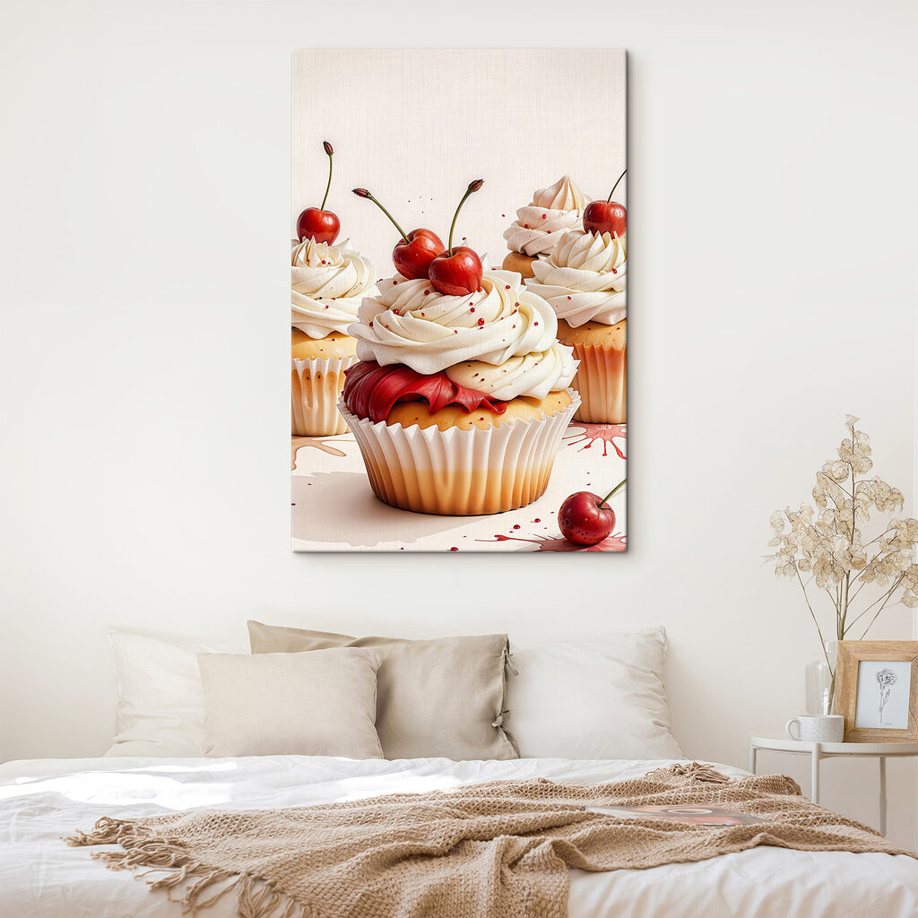 A group of cupcakes with cherries on top A group of cupcakes with cherries on top