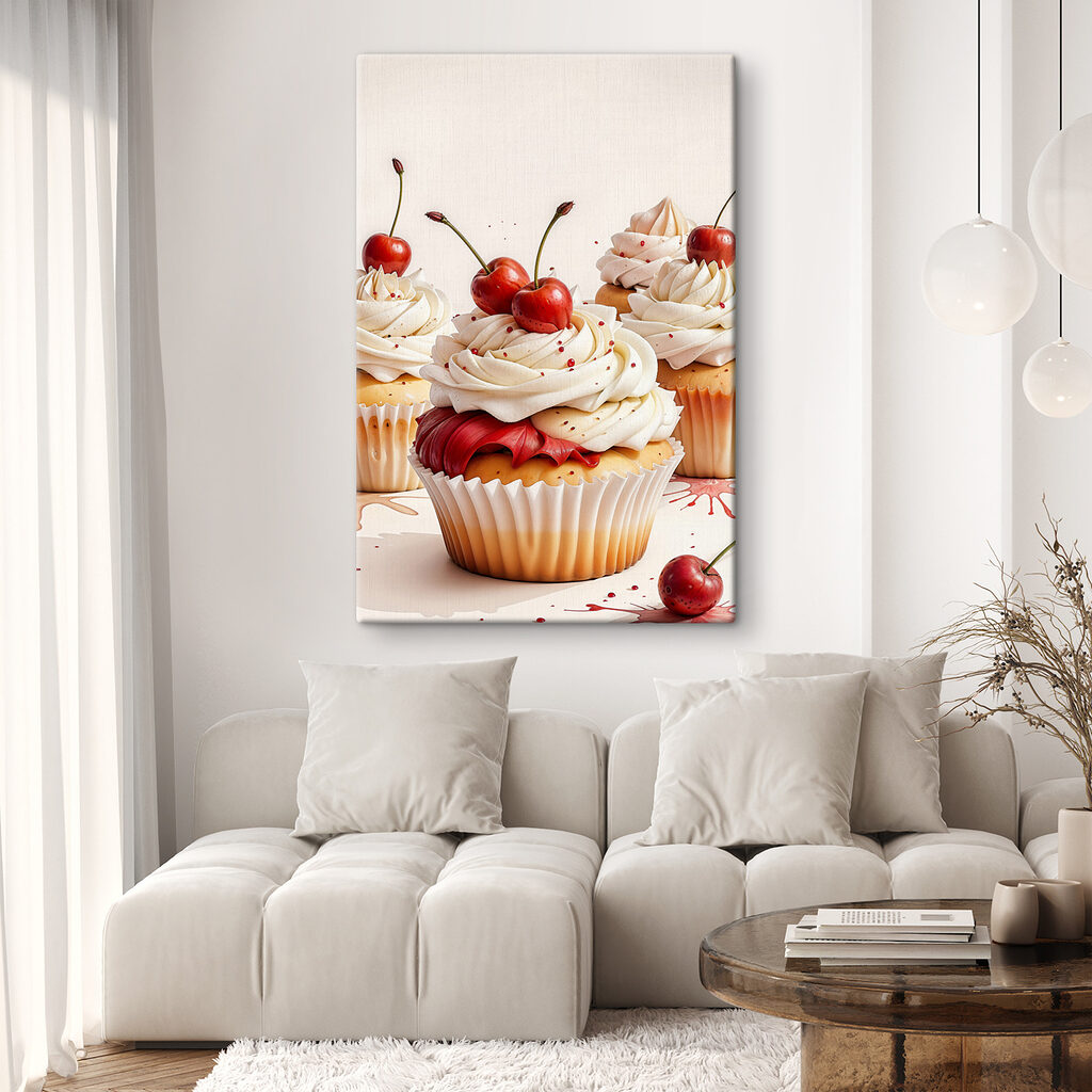 A group of cupcakes with cherries on top A group of cupcakes with cherries on top