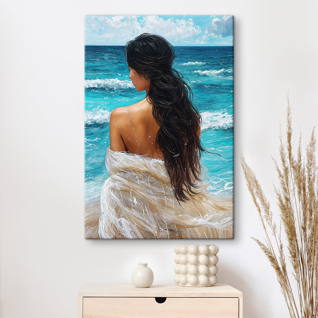 A woman sitting in the water
