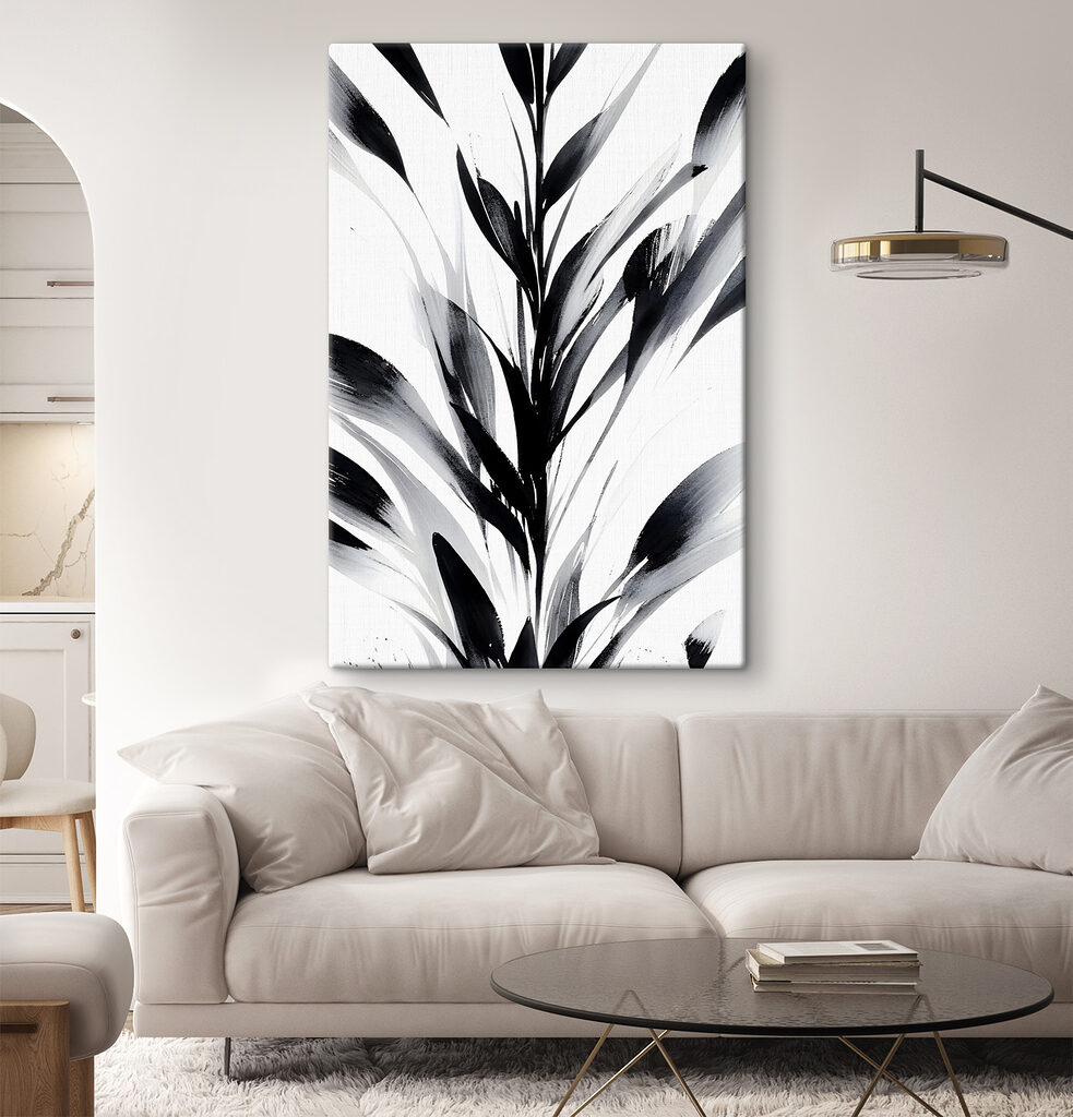 A black and white image of a plant