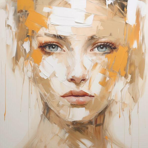 A painting of a woman's face A painting of a woman's face