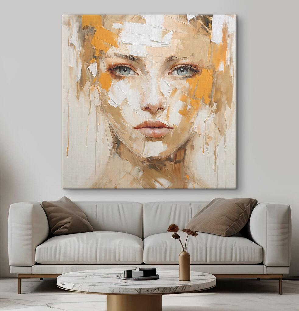 A painting of a woman's face A painting of a woman's face